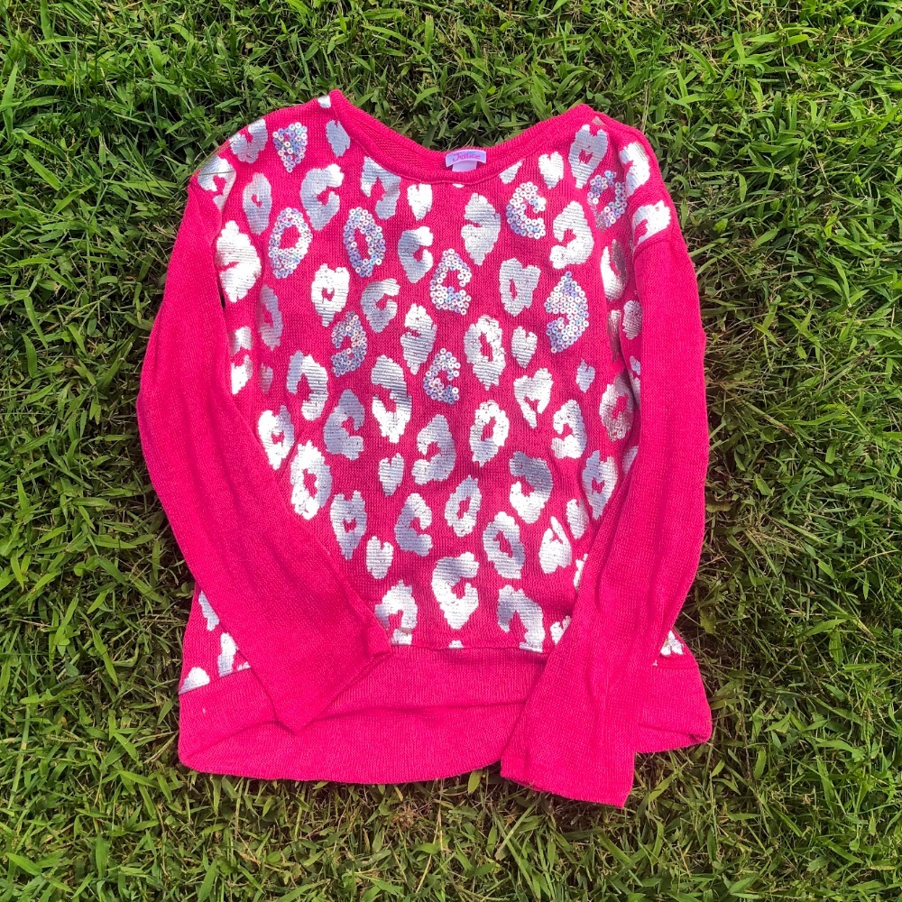 Justice pink sweater top girls size 12 cheetah